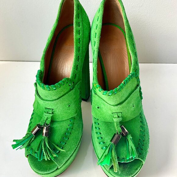 Viktor & Rolf Green Suede Platform Tassel Heels Size EU 39.5- Italy - Picture 12 of 12